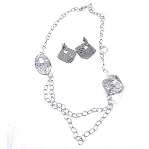 Invicta Italy 925 Sterling Silver Dangle Earrings & Layered Chain Necklace Set